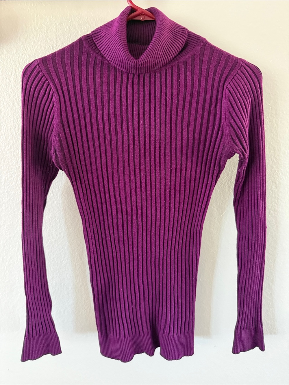Grane Ribbed Cowl Neck Sweater in Deep Magenta